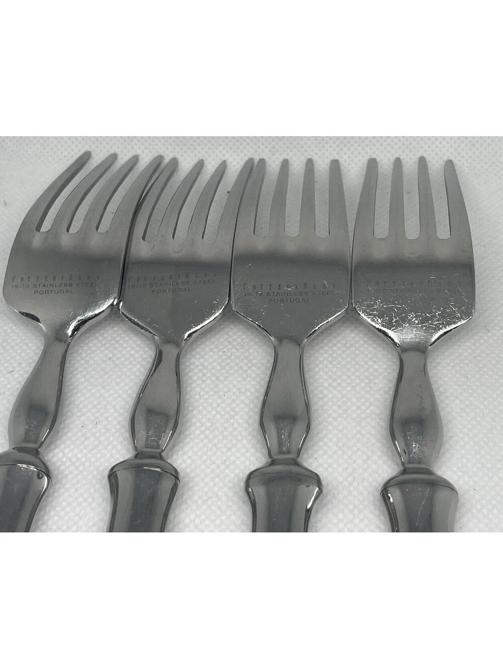 (4) Pottery Barn SAVANT 18/10 Stainless Portugal Dinner Fork Lot ~ 8.5”